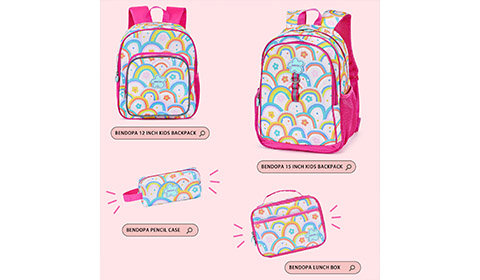 Rainbow prints backpack set for girls