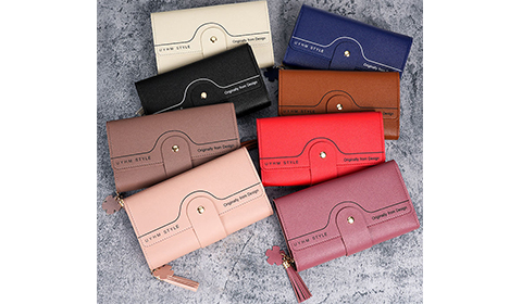 New design trendy purse Women's Long Wallet Multi-Card Holder Handbag with Buckle Closure