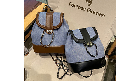 Mini Fashionable Chain Denim Backpack For Girls New Arrival Denim Texture Chain Bag Retro Multi functional Crossbody Bag