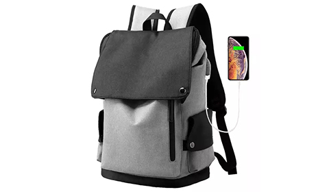 Factory high quality fashion waterproof USB trendy men school bag