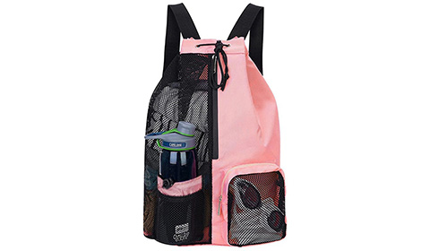 New swimming bag mesh drawstring backpack with wet bag beach backpack, gym and exercise equipment bag