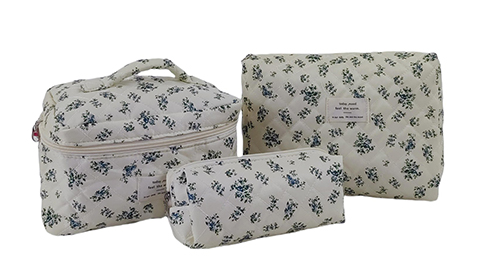 2025 Large Capacity Easy to Carry Quilted Fresh Floral Girl Hand Storage Makeup Bag