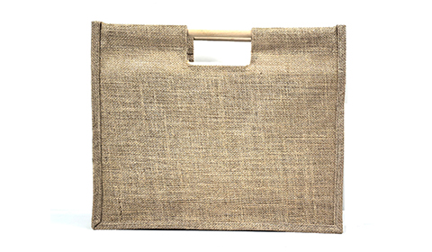 Reusable Jute Tote Bag Custom logo Jute Beach Gift Tote Bag with Bamboo handle for shopping